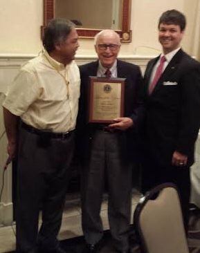 
Irving Noon Day Lions Club President John Gomez (from left), Woody Schober and outgoing...