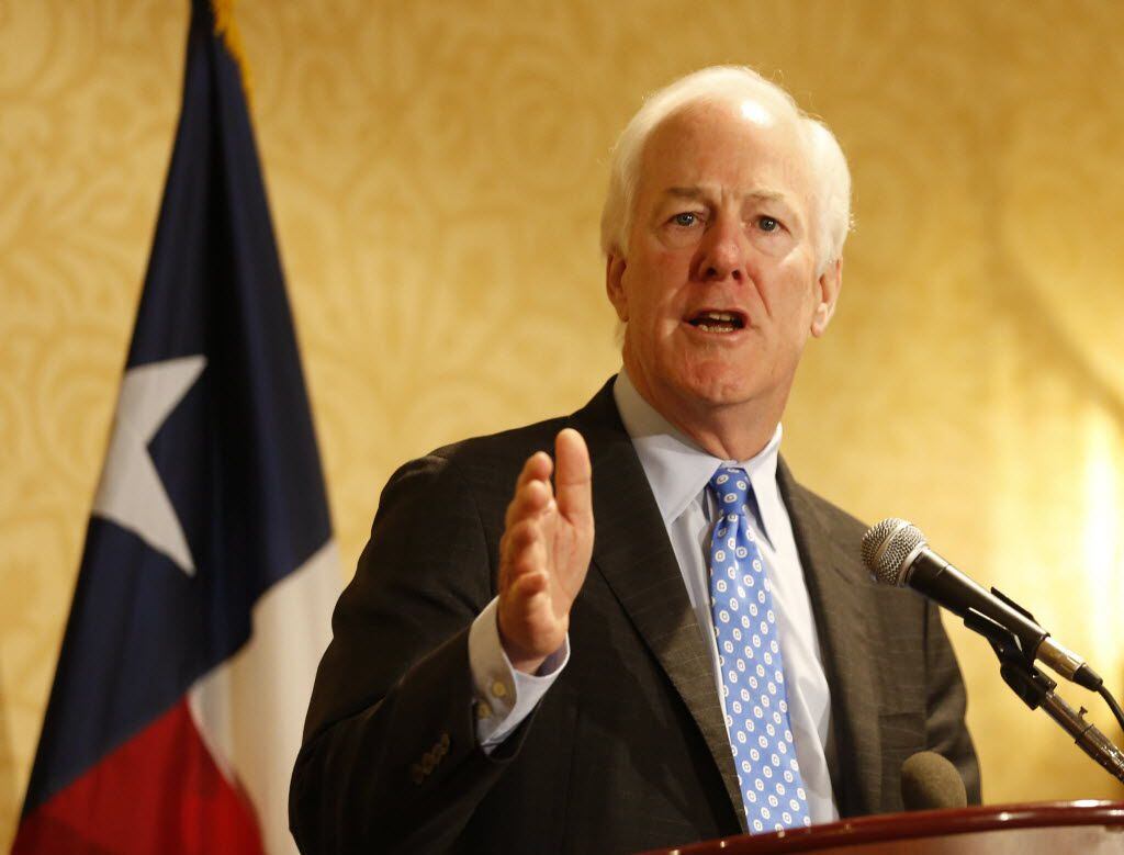 Sen. John Cornyn, R-Texas, speaks during the Texas delegate breakfast on the second day of...