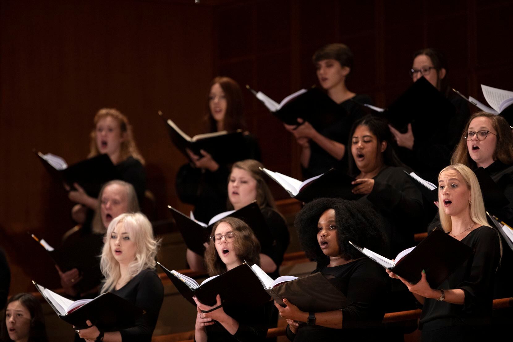 Singers from four church choirs join soloists, orchestra and conductor Greg Hobbs for a...