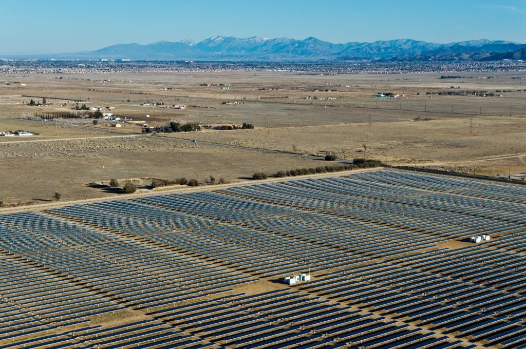 In California's Mojave Desert a 26-megawatt solar farm powers the electrical grid. The...