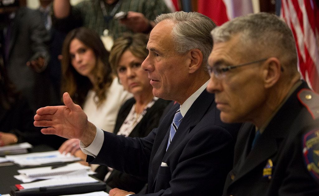 Gov. Greg Abbott hosts a roundtable about safety in Texas schools at the Texas Capitol on...