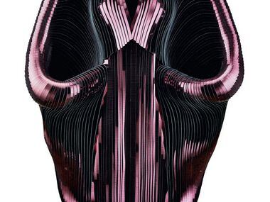 Hybrid Holism, Dress, July 2012; made from metallic coated stripes, tulle and cotton;...