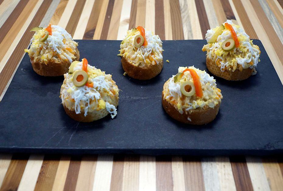 Most of the pinchos at Sketches of Spain will be cold, like this potato salad served on a crostini.