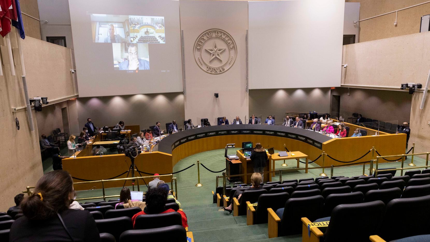 The Dallas City Council meets at City Hall in February 2022.