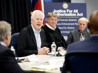 Sen. John Cornyn leads a roundtable discussion about the Justice for All Reauthorization Act at the University of North Texas Health Science Center in Fort Worth on Tuesday.