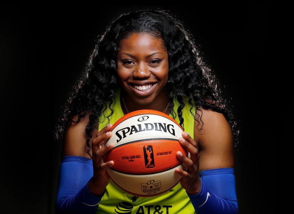 Dallas Wings basketball player Arike Ogunbowale poses for a photo during media day at College Park Center in Arlington, Texas, Monday, May 20, 2019. (Tom Fox/The Dallas Morning News)