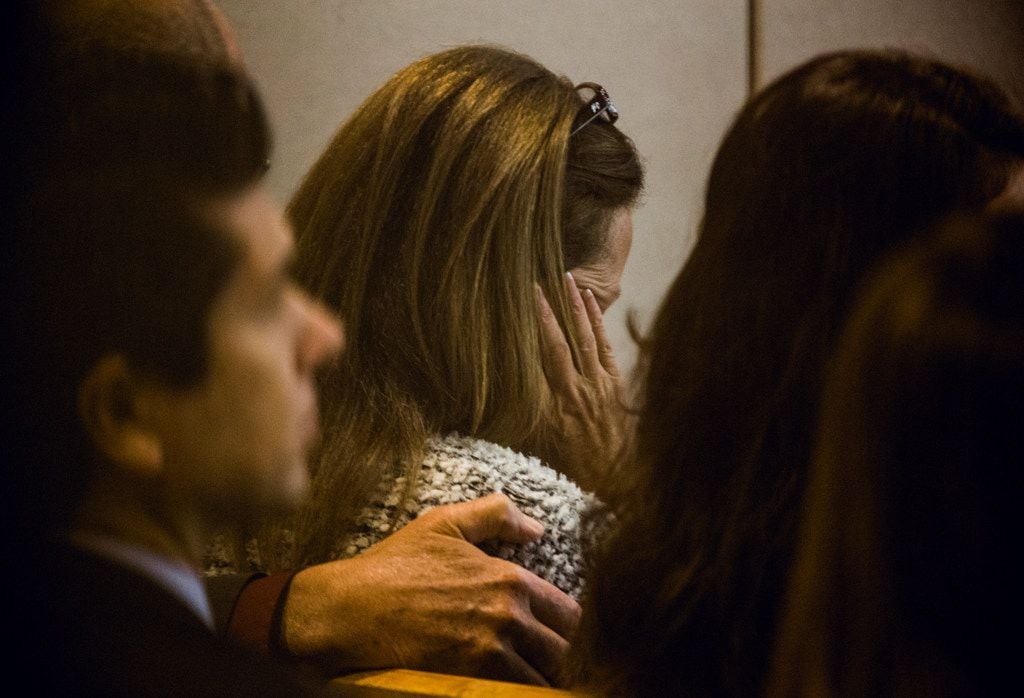 Bonnie Jameson, center, mother of Kendra Hatcher, reacts to testimony during the punishment...
