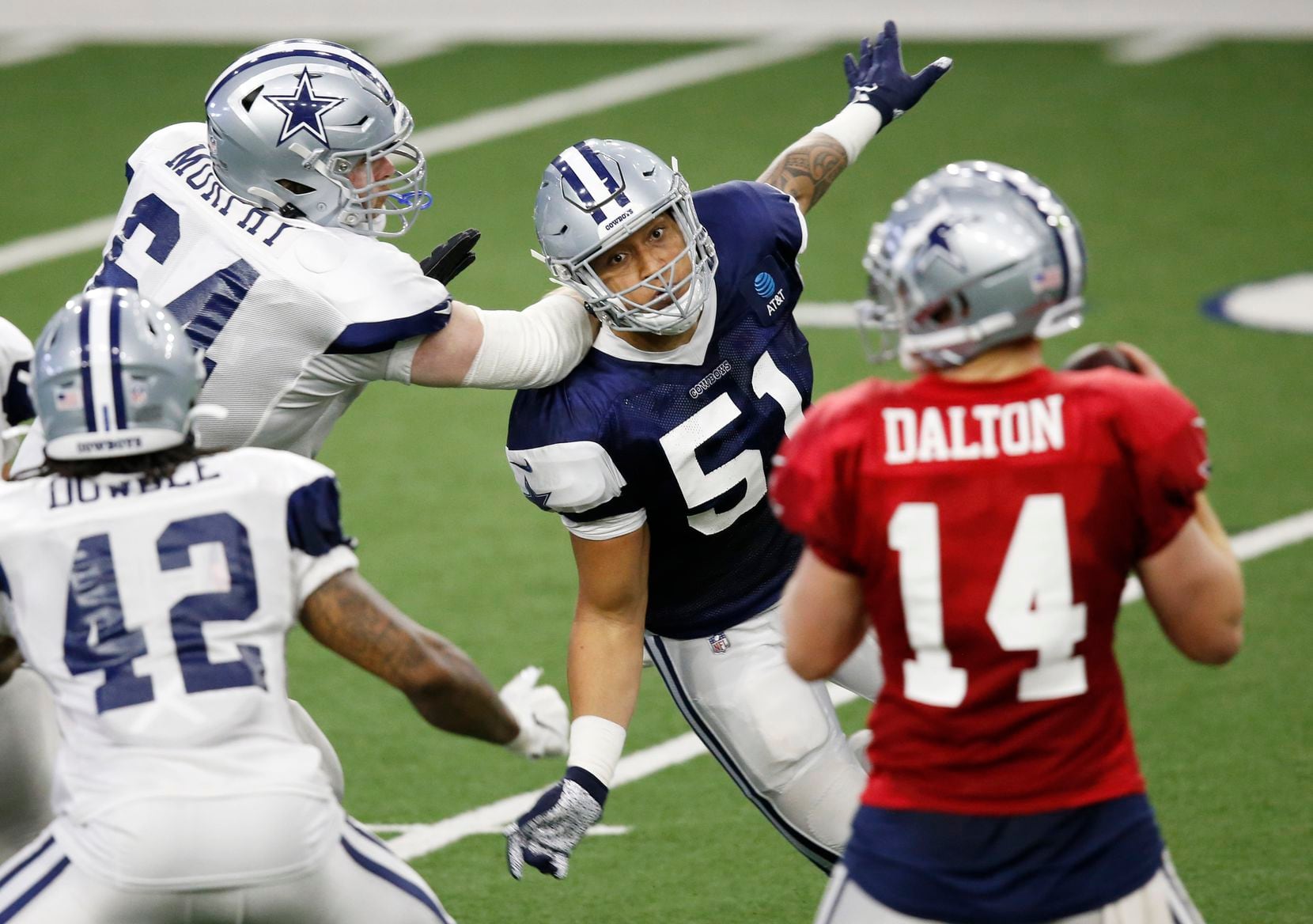 Dallas Cowboys defensive end Bradlee Anae (51) rushes after Dallas Cowboys quarterback Andy...