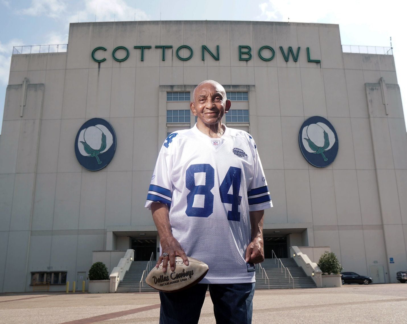 Pettis Norman was photographed in front of the Cotton Bowl in August 2021.