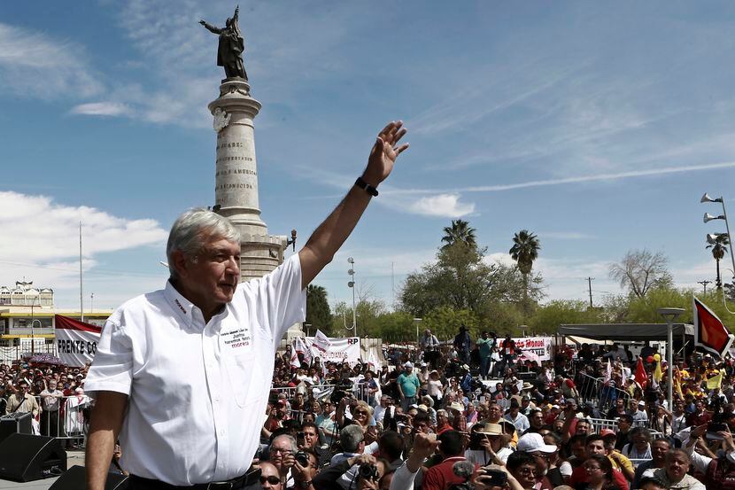 Andrés Manuel López Obrador inicia su campaña en Ciudad Juárez. AP

